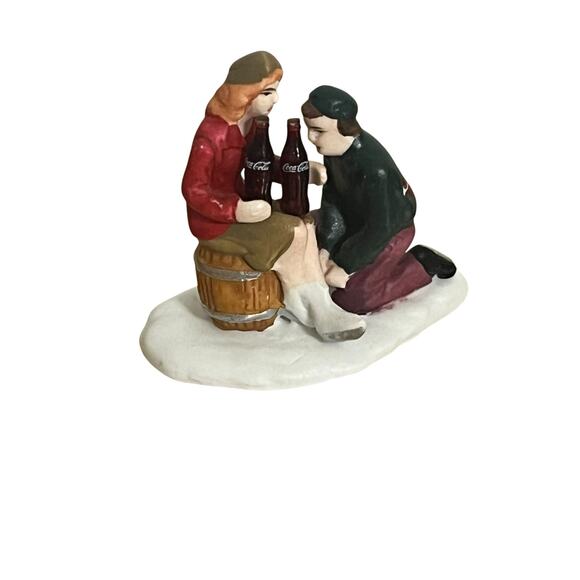Vintage Ceramic 3 Piece Winter Village Set Coca Cola - Picture 2 of 5
